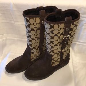 COACH Brown Signature Tulip Boots